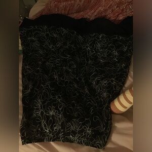 Black midi skirt with white embroidery